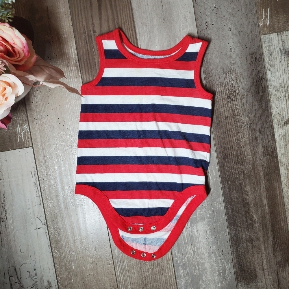 Garanimals Red White and Blue Striped Toddler Boy Tank Top Bodysuit Size 24m EUC - Picture 6 of 7